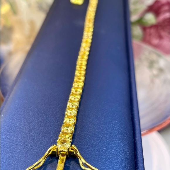 10.5ct Yellow Citrine tennis bracelet 14k Yellow Gold Electroplated on Silver. - Picture 11 of 12